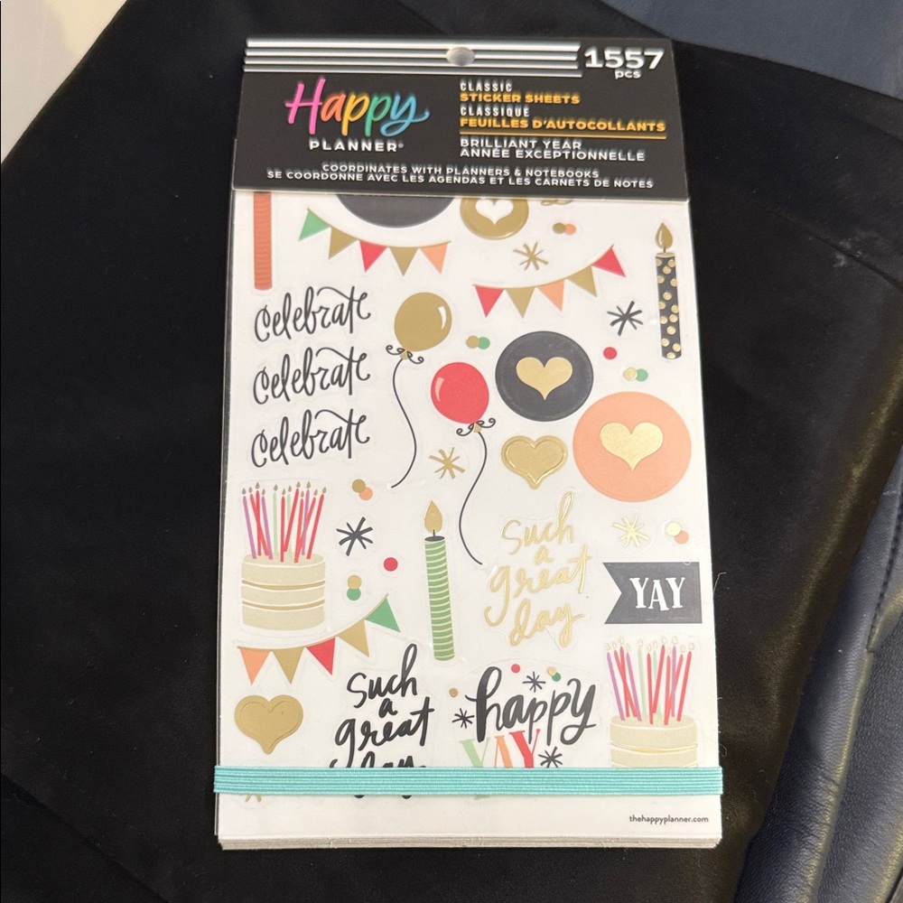 Happy Planner Brilliant Year Festive Celebration Stickers - Gold, Pink, Black